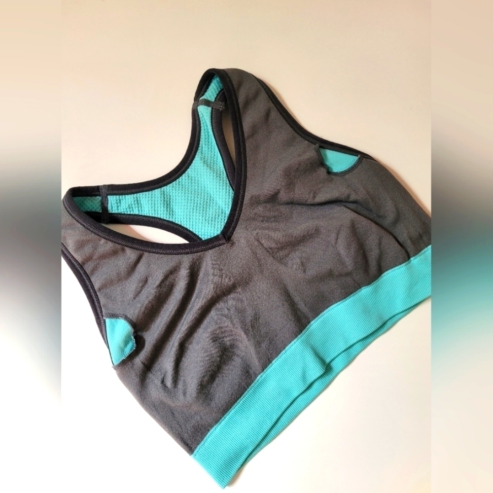 Essentials Blue Sports Bra with Racerback Design - Picture 6 of 11
